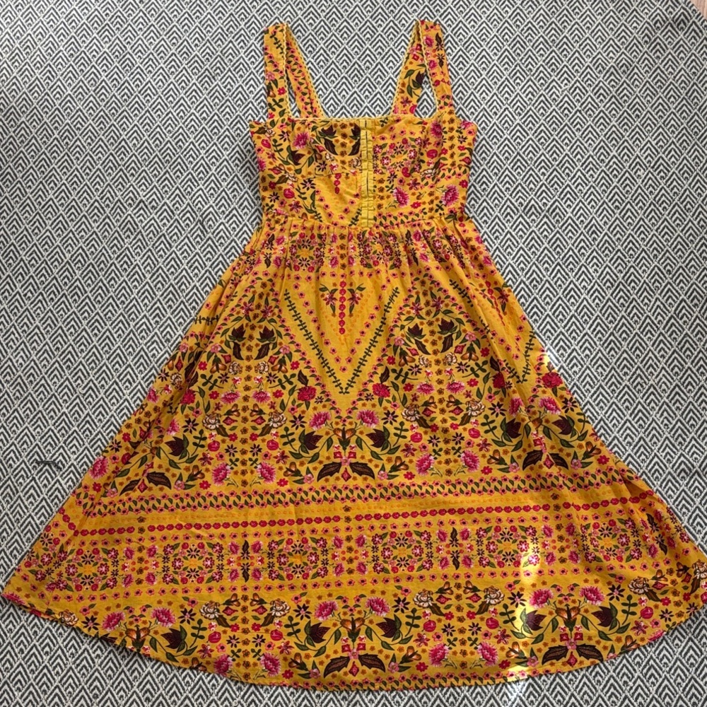 Shop Stevie Yellow Floral Sleeveless Dress